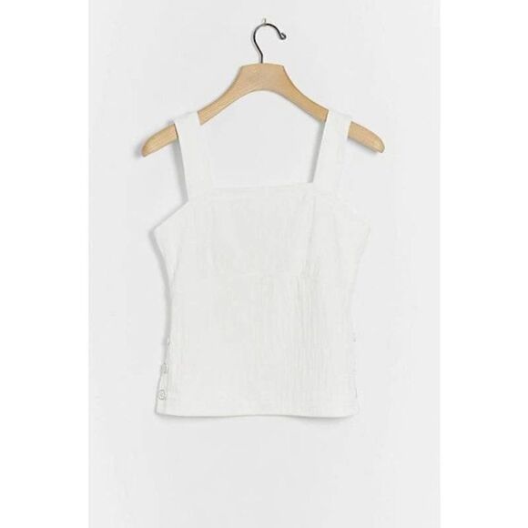 Anthropologie Maeve White Callie Side Button Tank - Picture 2 of 5